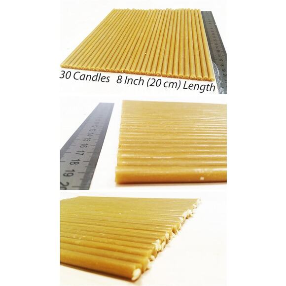 Natural Pure Beeswax Candles Organic Honey Eco Yellow 8 Inches 20 cm 30pcs - Picture 2 of 6